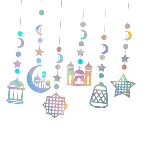 Harilla 6PCS Ramadan Eid Decoration Streamer, Ramadan Mubarak Party Banner Ramadan Dekor Geschenke Ornament für Hochzeitsfeier Home, Silber von Harilla