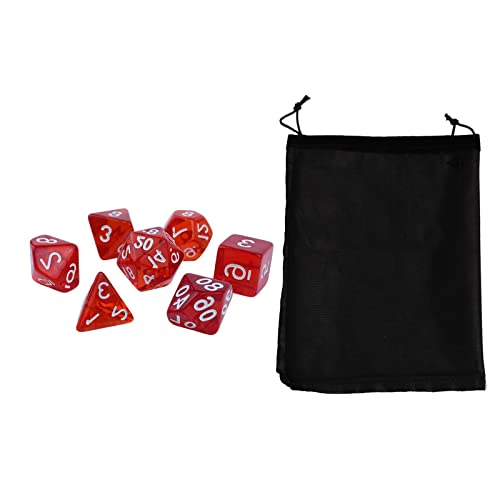 Harilla 7-teiliges polyedrisches Acryl-Würfelset, transparente Lehrmittel, Unterhaltungsspielzeug, Spielwürfel für Lernaktivitäten, KTV-Rollenspiel, Rot von Harilla