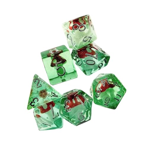 Harilla 7Pcs Polyedrische Würfel D4 und D6 D8 D10 D12 D20 Retro Tisch Gaming Würfel Mehrseitige Würfel für Geschenke Party Zubehör Brettspiel, Grün von Harilla