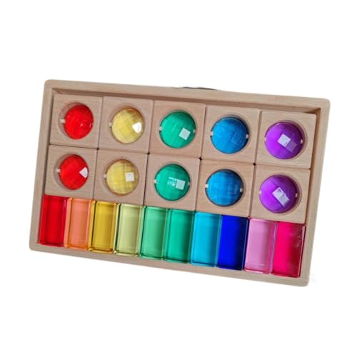 Harilla Acryl-Holzklötze-Set, Bauwürfel, pädagogisches Konstruktionsspielzeug, Regenbogen-Stapler, Stapelspielzeug für Kinder im Alter von 3–6 Jahren, 2 Arten Blöcke von Harilla