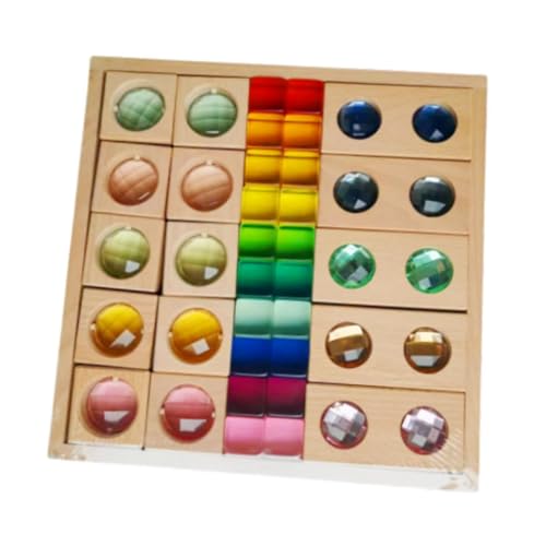 Harilla Acryl-Holzklötze-Set, Montessori-Spielzeug, farbenfrohes Lernspielzeug, sensorisches Regenbogen-Stapelspielzeug, Bauwürfel für Kinder im Alter von 3–6 von Harilla