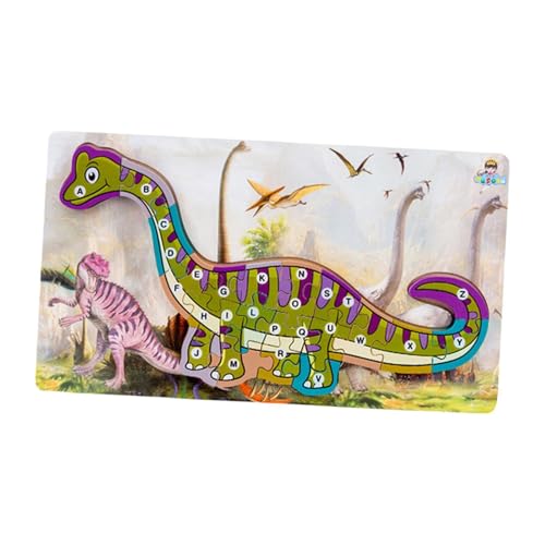 Harilla Alphabet Dinosaurier Holzpuzzle Cartoon Puzzle Montessori Spielzeug Feinmotorik Intelligentes Zahlenpuzzle für Kinder, GrÜn von Harilla