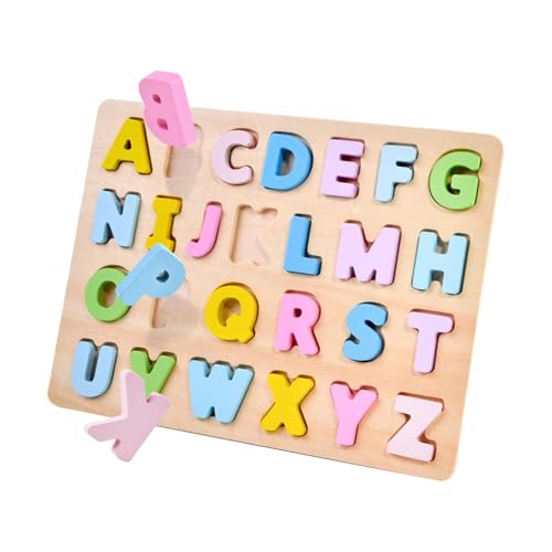 Harilla Alphabet-Holzpuzzle, Vorschulspielzeug, Hand-Augen-Koordination, Hände auf dem Puzzlebrett, Montessori-Spielzeug für Kinder im Alter von 0–3 Jahren, von Harilla