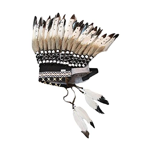 Harilla American Chief Indian Native Hut Feder Kopfschmuck Native Indian Headdress Indianer Kopfschmuck Herren Damen für Karneval, Halloween, Fasching, Mottoparty von Harilla