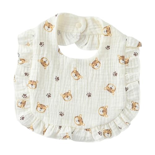 Harilla Baby-Lätzchen, Sabberlätzchen, Druckknopfverschluss, Rüschen-Design, leichtes Bandana, Sabberlätzchen, Spucklätzchen für Jungen, Baby, Tiger von Harilla