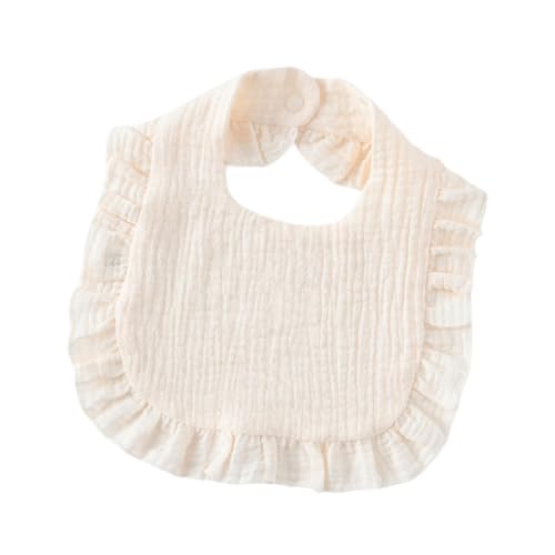 Harilla Baby-Lätzchen, Sabberlätzchen, waschbar, leicht zu reinigen, Rüschen-Design, Bandana, Sabberlätzchen, Spucklätzchen zum Essen, Füttern von Säuglingen, Beige von Harilla