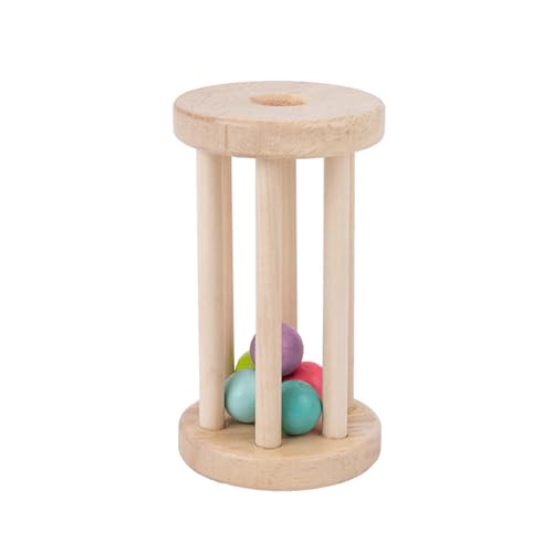 Harilla Baby-Rollerrassel aus Holz, rollendes Rasselspielzeug, Shaker-Spielzeug, Holzspielzeug, Rasseln mit Glöckchen, Entwicklung motorischer Fähigkeiten für, A von Harilla