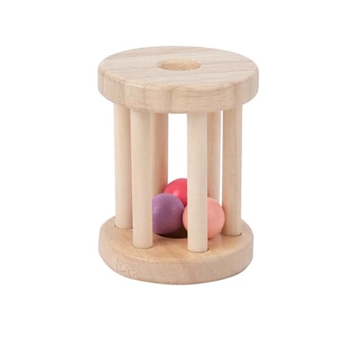 Harilla Baby-Rollerrassel aus Holz, rollendes Rasselspielzeug, Shaker-Spielzeug, Holzspielzeug, Rasseln mit Glöckchen, Entwicklung motorischer Fähigkeiten für, D von Harilla