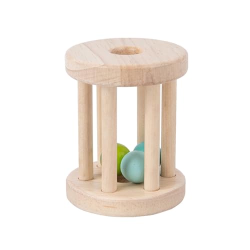 Harilla Baby-Rollerrassel aus Holz, rollendes Rasselspielzeug, Shaker-Spielzeug, Holzspielzeug, Rasseln mit Glöckchen, Entwicklung motorischer Fähigkeiten für, E von Harilla