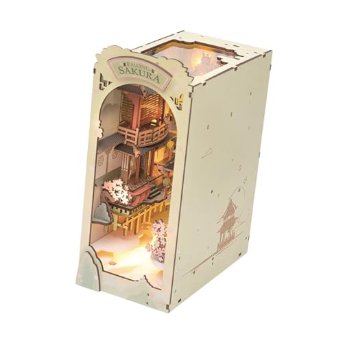 Harilla Bücherregal-Einsatz-Dekor, Puppenhaus-Holz-Buchstützen-Bausatz, Bücherregal-Bücherregal-Einsatz, 3D-Holzpuzzle für Kinder von Harilla