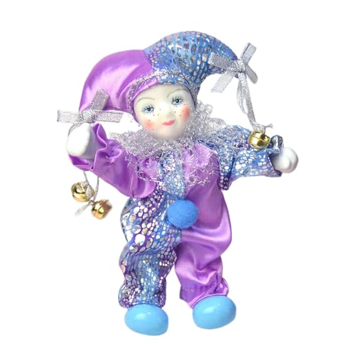 Harilla Clownpuppe, Clownfigur, Heimdekoration mit Kostüm, bemaltem Gesicht, Schreibtisch-Ornament, Hofnarrenpuppe für Party, Schlafzimmer, Tisch, von Harilla