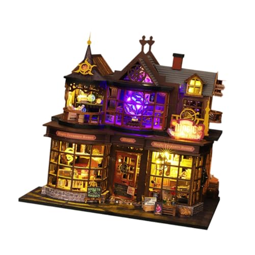 Harilla DIY-Miniatur-Puppenhaus-Bausätze, 3D-Puzzles für Kinder und Erwachsene, Geburtstagsgeschenke mit Lichtern und Ornamenten, Retro-Puppenhaus-Zubehör von Harilla