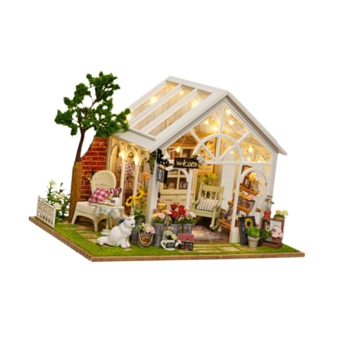 Harilla DIY Miniatur-Puppenhaus-Bausätze mit Zubehör, Holzspielzeug, staubdicht, kreatives -Modell, Miniatur-Gartenhaus für Kinder von Harilla