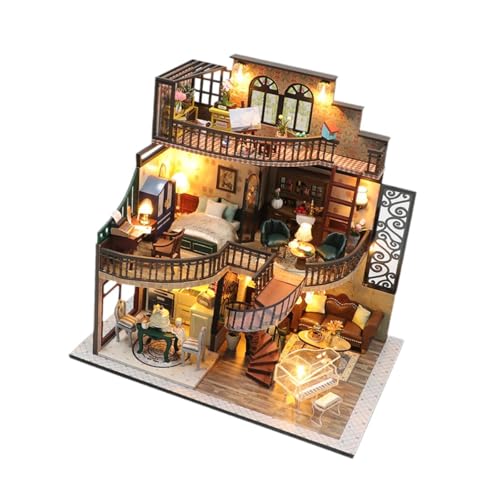 Harilla DIY-Miniatur-Puppenhaus-Set, Mini-Puppenhaus-Spielzeug aus Holz, handgefertigtes Miniatur-Puppenhaus aus Holz, Bastelspielzeug für Teenager und Kinder von Harilla