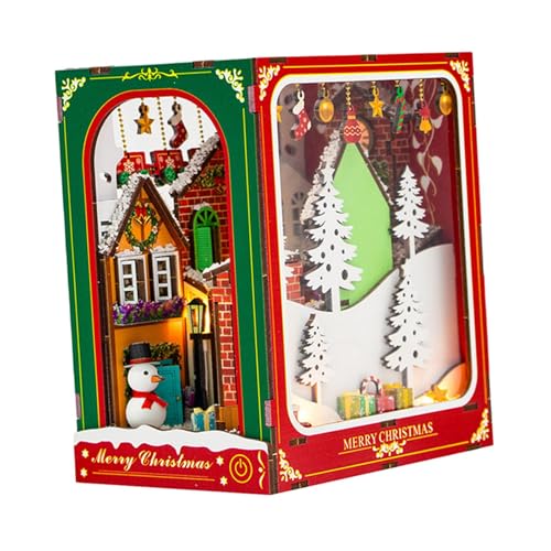 Harilla DIY Weihnachtsbuch Booknook Kits 3D Holzpuzzle Tiny House Miniaturhaus Bausätze für Kinder Freunde von Harilla