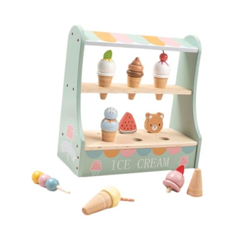 Harilla Eiscreme-Set aus Holz, realistisches EIS, fördert die sozialen Fähigkeiten, Montessori-Lebensmittelspielzeug-Set, Rollenspiel für Mädchen und Jungen, von Harilla