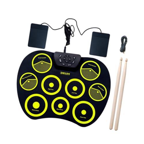 Harilla Elektronisches Schlagzeug, 9 Pads mit Drumsticks, Drum-Pedale, elektrisches Drum-Pad, tragbares Schlagzeug-Kit für Jungen, Mädchen, Kinder, Anfänger von Harilla