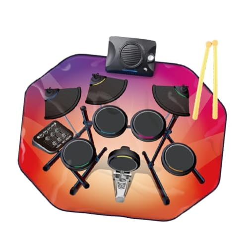 Harilla Elektronisches Schlagzeug, Roll-Up-Drum-Kit, mit Drumsticks, Übungspads für elektronische Drums, Roll-Up-Drum-Übungspads, für Kinder von Harilla