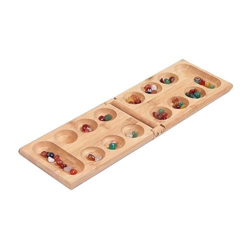 Harilla Faltbares Mancala-Brettspiel aus Holz mit 48 Perlen, Strategiespiel, Familienspiele, Klassische für Teenager, Kinder, Familie von Harilla