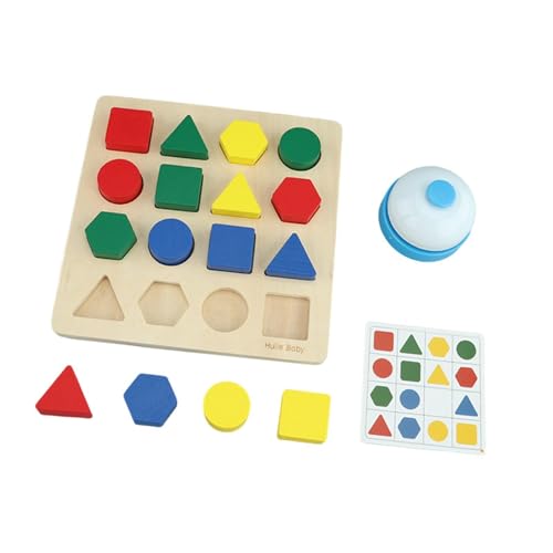 Harilla Form-Matching-Puzzle-Spiel, Farblernbrettspiel, Montessori-Spielzeug mit Glocke und Karten für räumliche Konzentration im Vorschulalter von Harilla