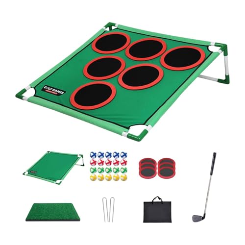 Harilla Golf Pong Put Game Set Beinhaltet Golfbälle Und Tragbare Taschen Golf Puting Green Matte für Büro Hinterhof Im Alter von 4 bis 8 Jahre Alt, Einzelregal von Harilla