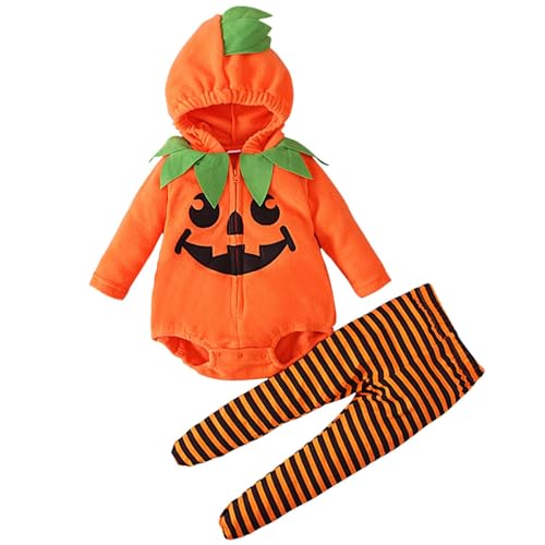 Harilla Halloween-Kostüm-Set für Kinder mit Kapuze, süßer Halloween-Kürbis-Overall für Partygeschenke, 100 Größe von Harilla