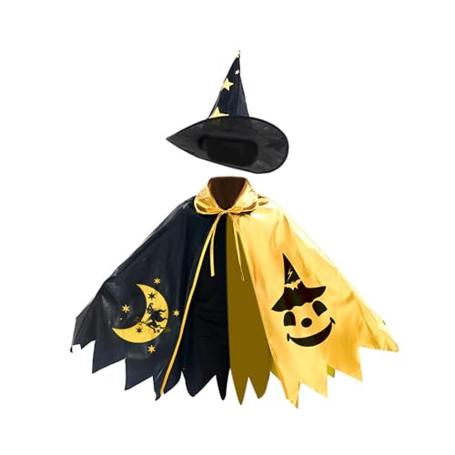 Harilla Halloween Zaubererumhang und Hut-Set für Kinder Bequemer Umhang für Rollenspiele von Harilla