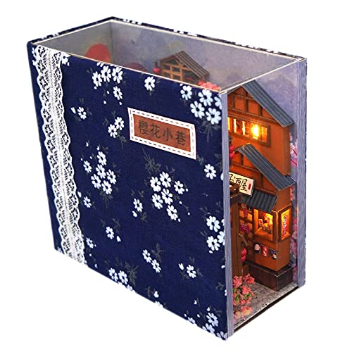 Harilla DIY Book Nook Kits, Handgefertigtes 3D Puzzle Book Nook mit Möbeln und LED-Licht, Japan Diorama Bausätze, DIY Puppenhäuser Miniatur Haus Kit-Modellbausätze für Erwachsene zum Bauen-Geschenk von Harilla