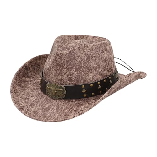 Harilla Herren Damen Western-Cowboyhut mit breiter Krempe für Mottopartys, Straßen- und Bühnenauftritte, Khaki von Harilla