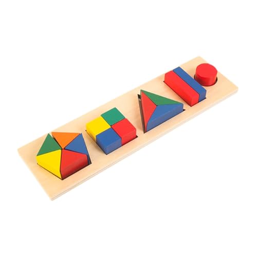 Harilla Hölzerne geometrische Formbrett, Holzblöcke Vorschule frühe Lernaktivität Spielzeug Mathematik Manipulatives Puzzlespielzeug für Jungen Mädchen, Kombinierte Geometrie von Harilla