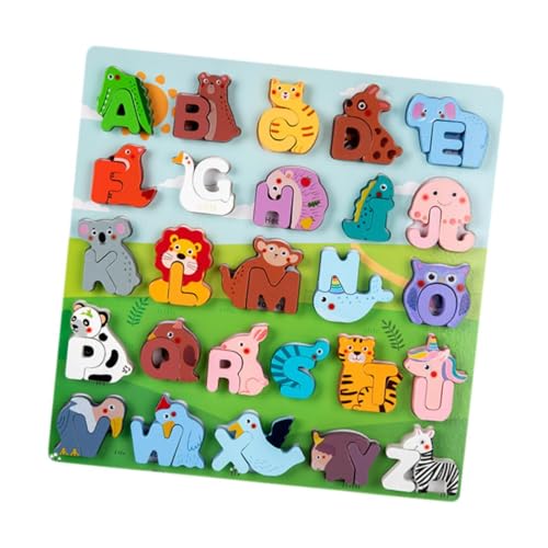 Harilla Holz-Alphabet-Puzzle, Montessori-Blöcke, Spielzeug, pädagogisches Matching-Spiel, ABC-Buchstaben-Tiere-Puzzles für Zuhause, Flugzeug, Reisen von Harilla