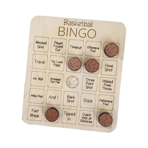 Harilla Holz-Bingo-Spiel, Bingo-Karten, Familienspiel, Wiederverwendbare Urlaubsparty-Aktivität für Erwachsene, Basketball von Harilla