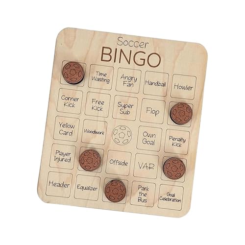 Harilla Holz-Bingo-Spiel, Bingo-Karten, Familienspiel, Wiederverwendbare Urlaubsparty-Aktivität für Erwachsene, Fußball von Harilla