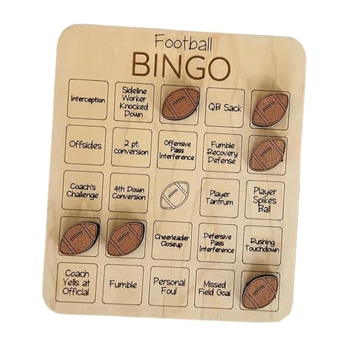 Harilla Holz-Bingo-Spiel, Bingo-Karten, Familienspiel, Wiederverwendbare Urlaubsparty-Aktivität für Erwachsene, Rugby von Harilla