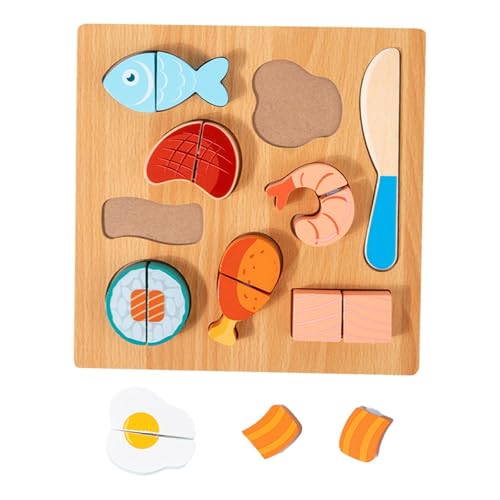 Harilla Holz-Schneidpuzzle, Kinder-Rollenspiel, Vorschul-Küchenspielzeug, Lebensmittel-Schneidpuzzle für Geschenkdekoration, Kunsthandwerk, Fleisch von Harilla