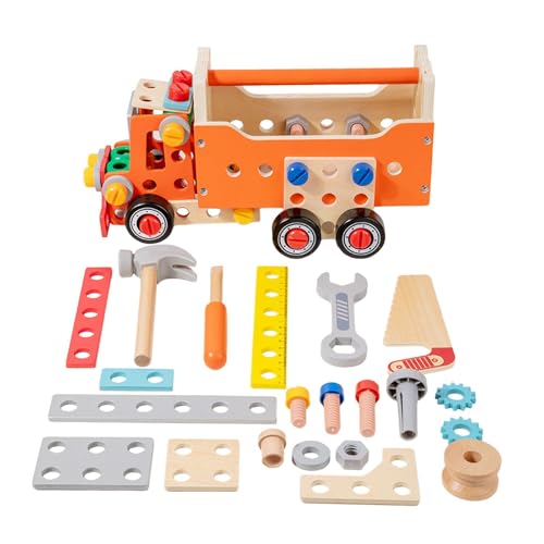 Harilla Holz-Werkzeugset für Kinder, Auto-Schraubendreher-Spielzeug, lustiger Werkzeugwagen, Beschäftigungsbrett, kreatives Montessori-Rollenspiel für Kinder, von Harilla