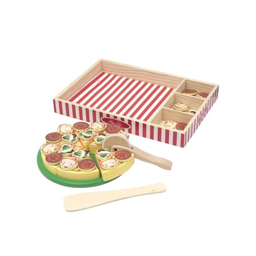 Harilla Holzpizzaspielzeug, Geschenke, Lernspielzeug, tragbares Montessori-Spielzeug, Rollenspiel, Küchenspielzeug, vielseitig einsetzbar, für Jungen und von Harilla