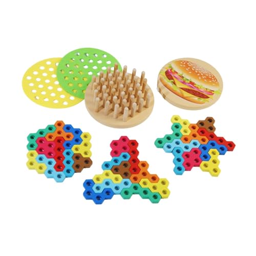 Harilla Holzpuzzle-Spielzeug, 3D-Puzzle, Geschenkset, Partygeschenke, großes Burger-Puzzle, Denksportspielzeug für den Kindergarten im Alter von 3, 4 und 5 von Harilla