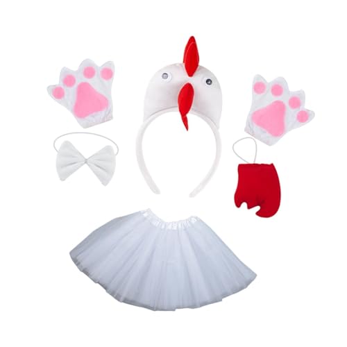 Harilla Huhn Tier Kostüm 5 Teile/Satz Ostern für Urlaub Cosplay Halloween Party Mädchen, Weiß von Harilla