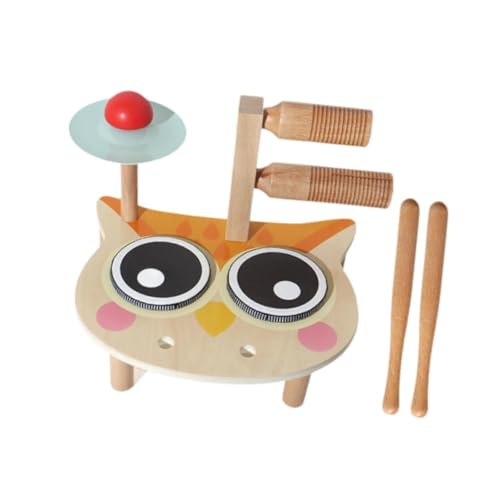 Harilla Kids Music Drum Spielzeug Holzmusik Instrument Sensorisches Spielzeug Fine Motor Skills Geburtstagsspielzeug Holzpercussion Instrument für Kinder , Eule von Harilla