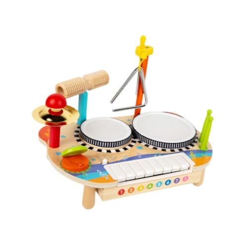 Harilla Kinder-Schlagzeug-Set, Instrument aus Holz, multifunktional, pädagogisches Baby-Musikspielzeug, elektronisches Klavier-Schlagzeug-Set für Kinder, von Harilla