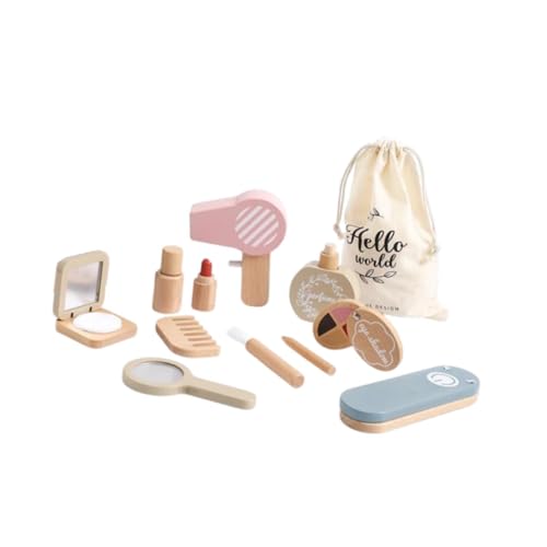 Harilla Kinder-Schminkset für Mädchen, Make-up-Set, Geschenke, Holz, Schönheitssalon-Spielzeug, Frisiertisch-Spielzeug, Holz, Rollenspiel-Spielzeug für Kinder von Harilla