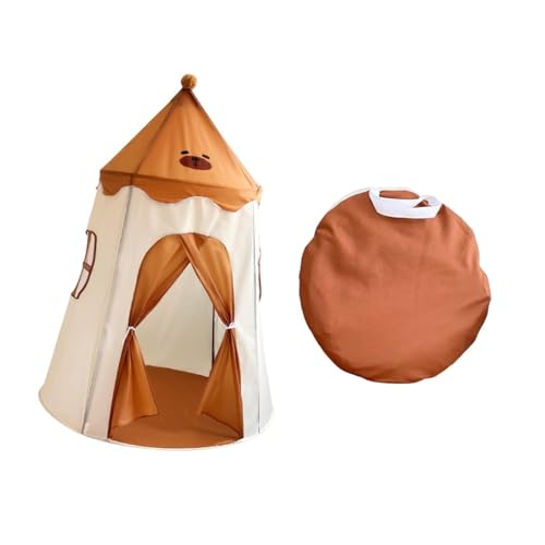 Harilla Kinderzelt Kinderspielzelt Geschenk Indoor-Outdoor-Spiele Tragbares Tipi-Burgzelt Tipi-Spielhaus für Parks Geburtstagsfeier, Braun von Harilla