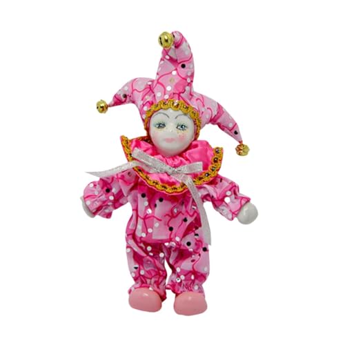 Harilla Kleine Porzellanpuppe Puppe Ornament Schreibtisch Home Display Sammler Dekor, Vintage süße Triangel Clown Puppe Clown Puppe von Harilla