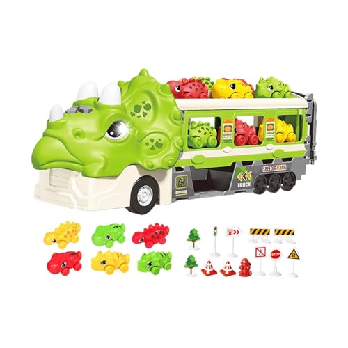 Harilla Kleinkinder LKW Spielzeug Dinosaurier Transport Träger Kreativität Rennstrecke Spielset Träger LKW Spielzeug für Vorschul-Feriengeschenk, GrÜn von Harilla