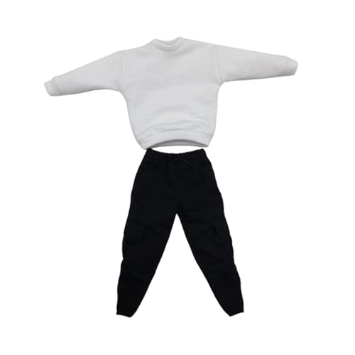 Harilla Lässiges 1/6 Sweatshirts und Hosen Set Handgemachte Puppenkleidung Miniatur Kleidung Kostüm fürfür 12in Dress up männliche Figuren, Weiß von Harilla