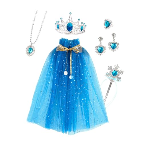 Harilla Mädchen Prinzessin Cosplay Kostüm Kinder Bunter Pailletten Umhang für Geburtstagsgeschenk, Blau von Harilla