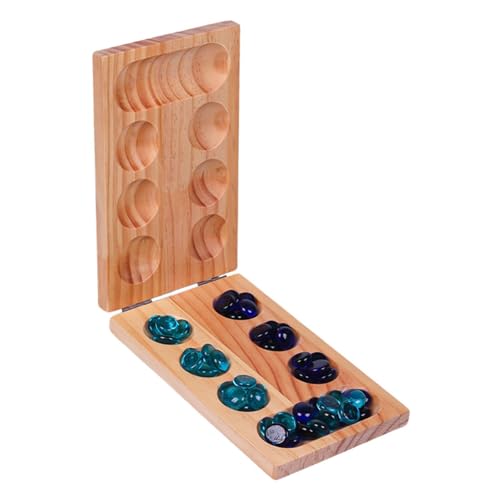 Harilla Mancala-Brettspiel aus Holz mit 48 Perlen, Partyspiel, klassisches Strategiespiel, klassisches Klapp-Mancala-Brettspielset für Partys von Harilla