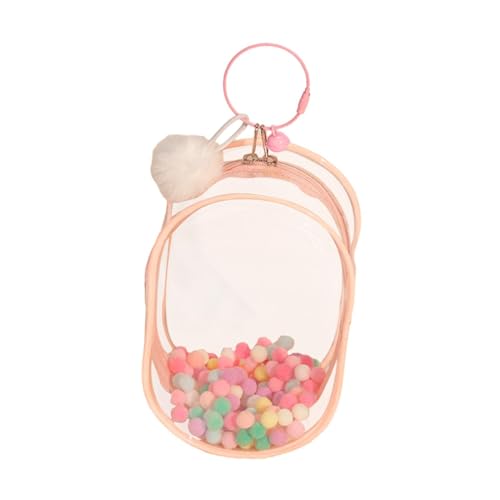 Harilla Mini-Puppentasche, Etui für winzige Figuren, Geschenke für Erwachsene, tragbare, staubdichte Puppentasche für den Außenbereich, kleine, rosa mit Ball von Harilla