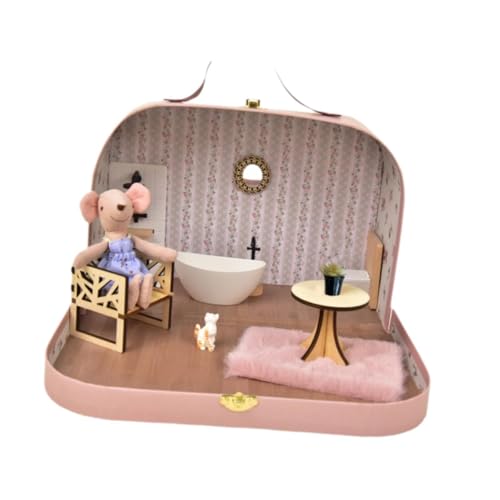 Harilla Miniatur-Puppenhaus-Badezimmer, Badewanne, Modell, Spielset, Puppenhaus-Toilette, Puppenhaus-Zubehör für Gartenspielhäuser im Maßstab 1/12 von Harilla